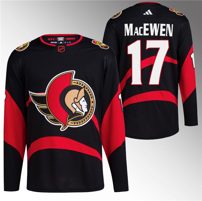 Men's Ottawa Senators #17 Zack MacEwen Black Reverse Retro Stitched Jersey